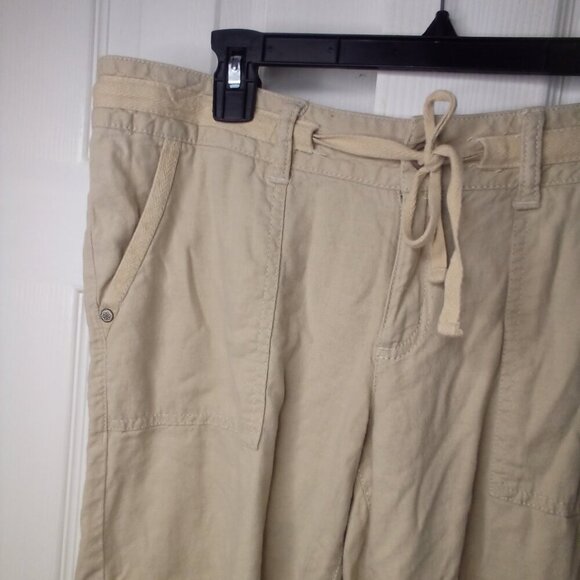 Sonoma Capri Pants Women 6 Drawstring Linen Blend Tan - Picture 3 of 12